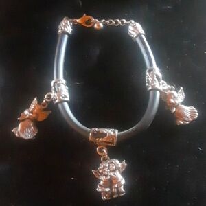 Angel Charm Bracelet with Silver Tone Accents